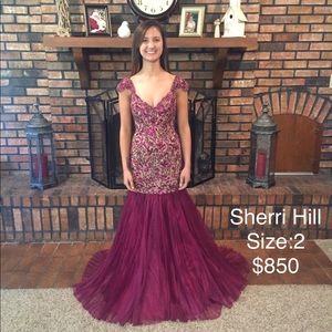 Custom Berry Sherri Hill Formal Dress